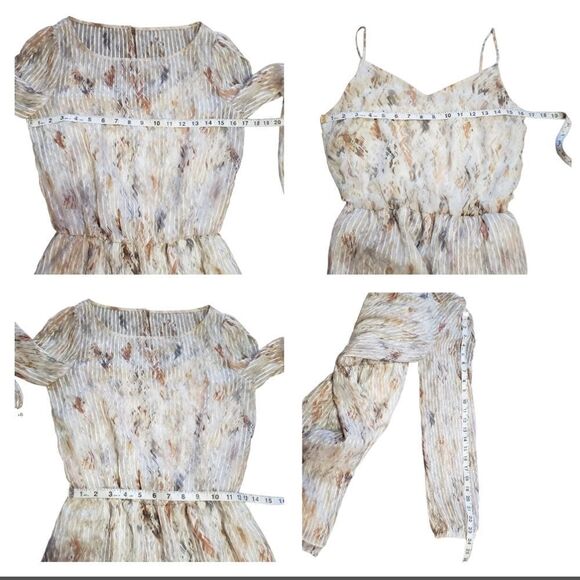 White House Black Market Sheer Stripe Split Long Sleeve Dress - Picture 13 of 16